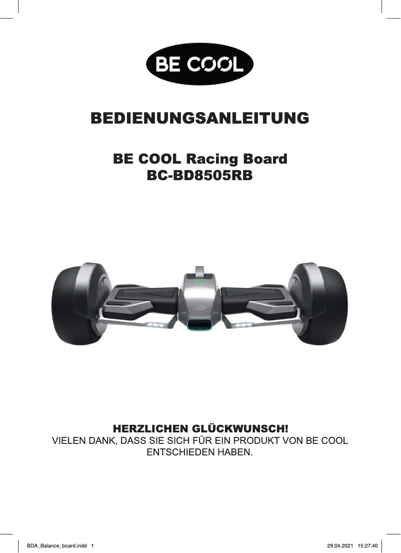 Page n°1 - Manuel utilisateur Be Cool BC-BD8505RB