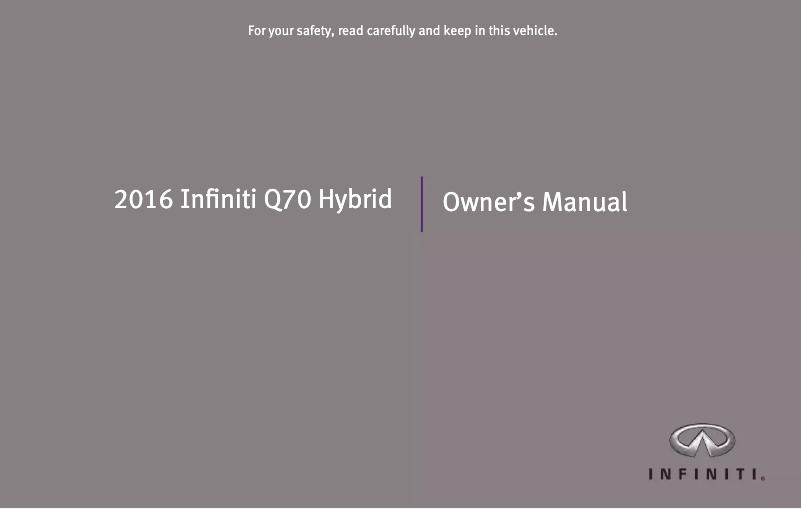 Page n°1 - Manuel utilisateur Infiniti Q70 Hybrid (2016)