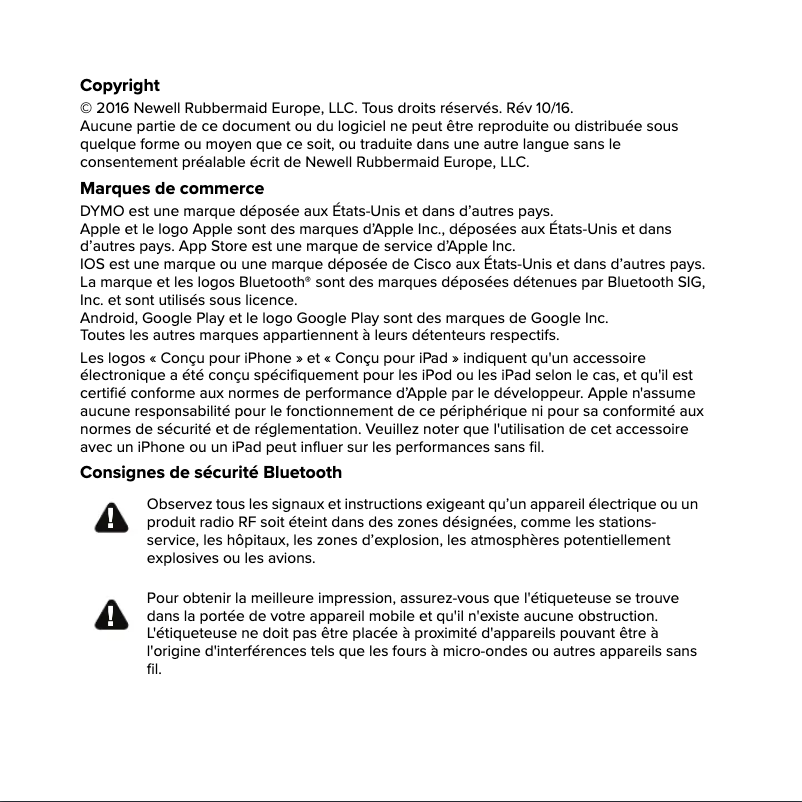 Page 1 de la notice Guide de démarrage rapide Dymo MobileLabeler