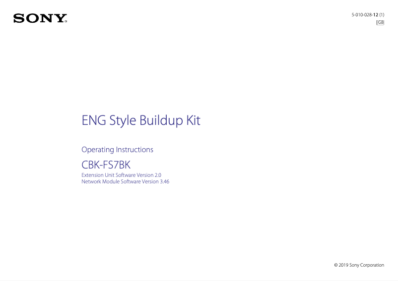 Page n°1 - Manuel utilisateur Sony CBK-FS7BK