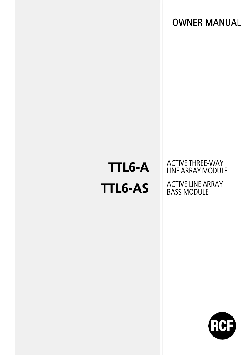 Page 1 de la notice Manuel utilisateur RCF TTL6-A