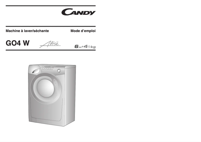 Page 1 de la notice Manuel utilisateur Candy GO4 W264-47