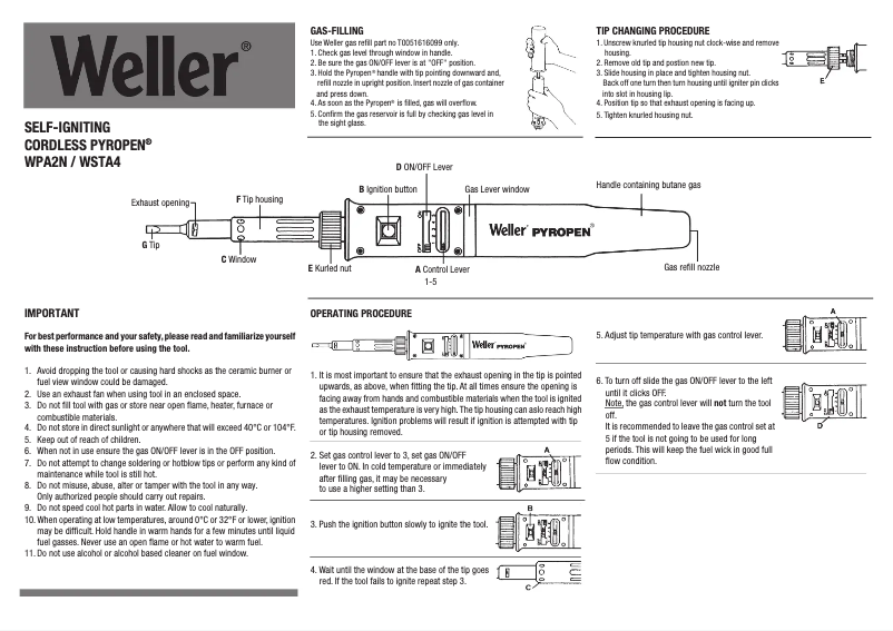 Page n°1 - Manuel utilisateur Weller WPA2N