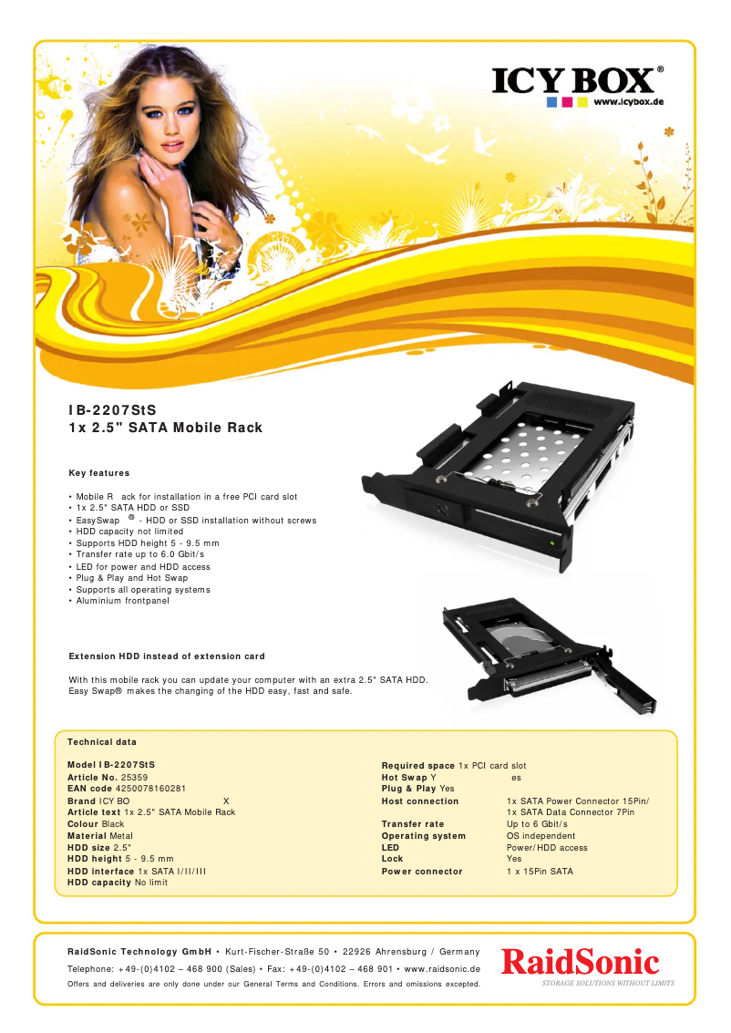 Page 1 de la notice Fiche technique Icy Box IB-2207StS