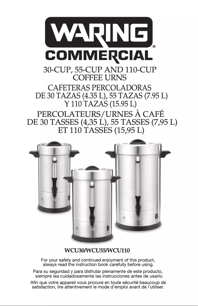 Page n°1 - Manuel utilisateur Waring Commercial WCU30