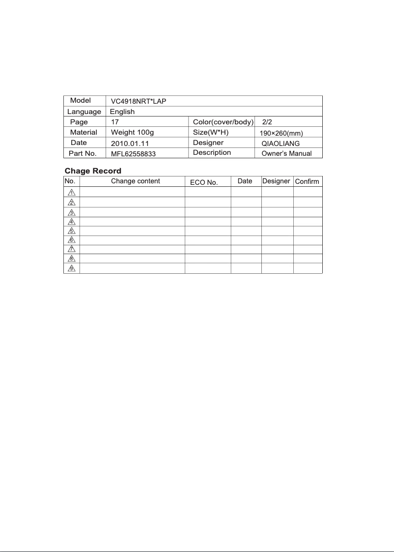 Página 1 del manual Manual de usuario LG VC4918