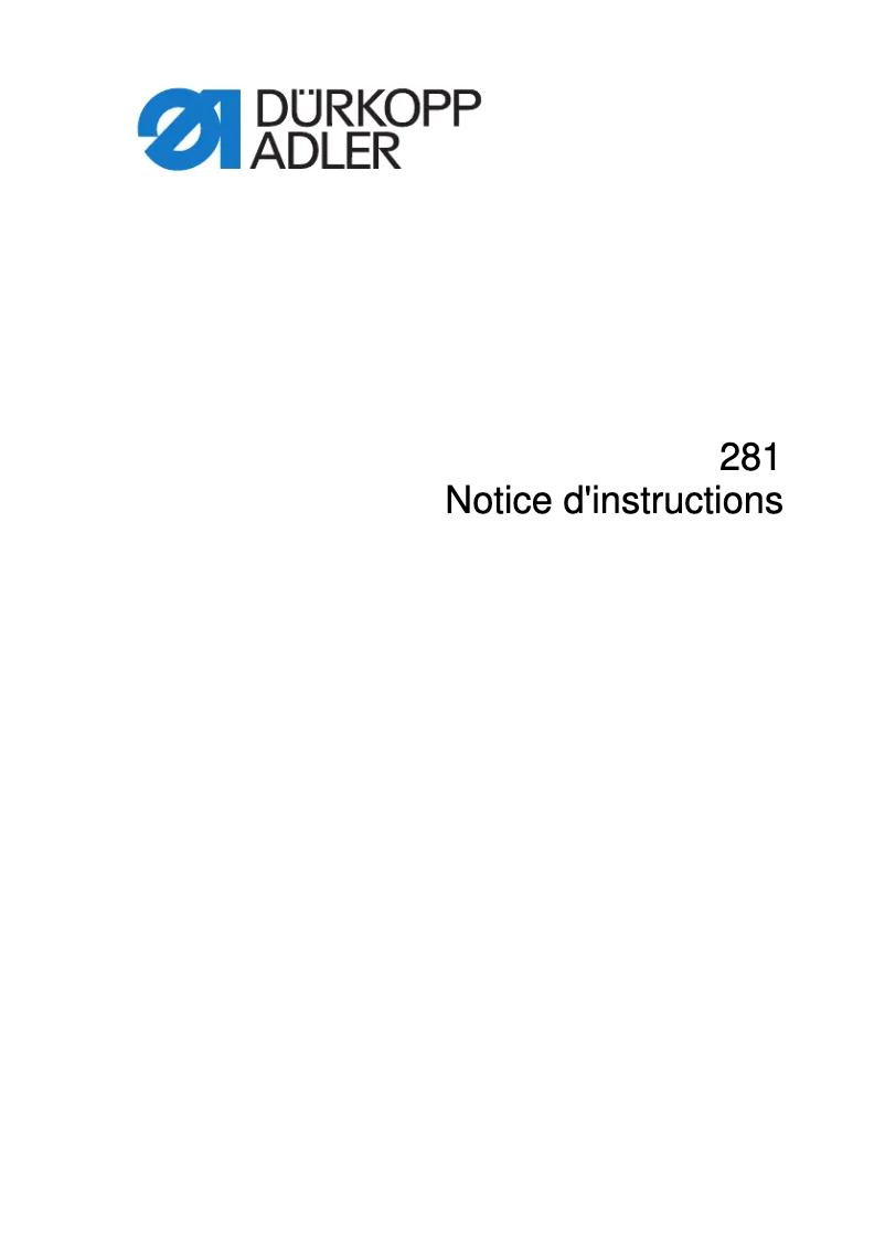 Page n°1 - Manuel utilisateur Dürkopp Adler 281