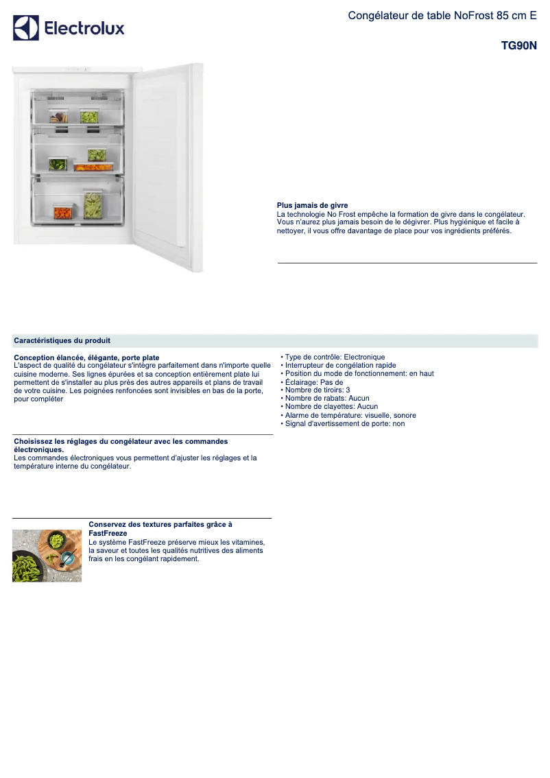 Page n°1 - Fiche technique Electrolux TG90N