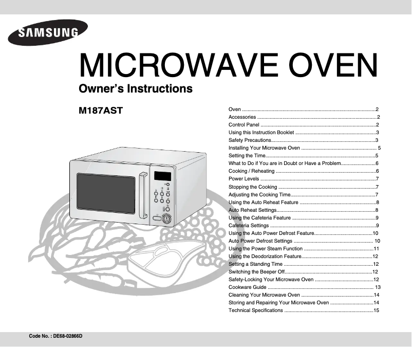 Image de la première page du manuel de l'appareil M187AST