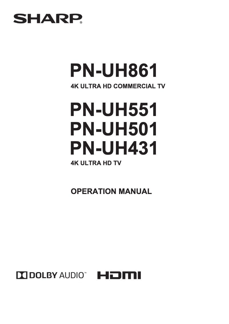 Page 1 de la notice Manuel utilisateur Sharp PN-UH501