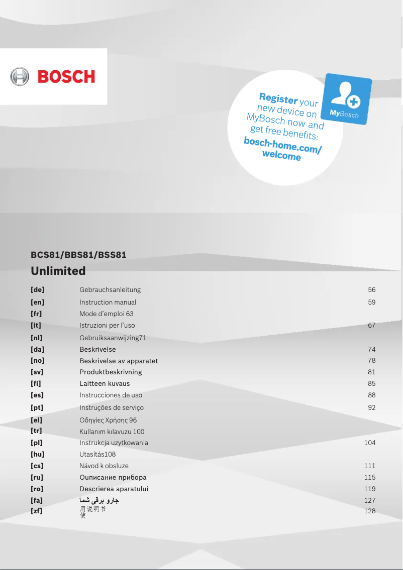 Page n°1 - Manuel utilisateur Bosch BCS1000