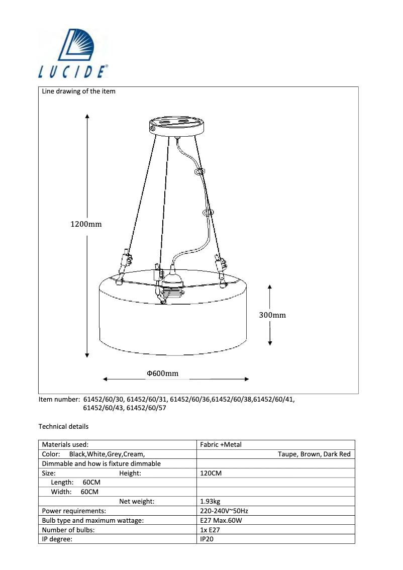 Page n°1 - Manuel utilisateur Lucide Coral 61452/60/30