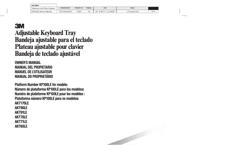 Page n°1 - Manuel utilisateur 3M AKT70LE
