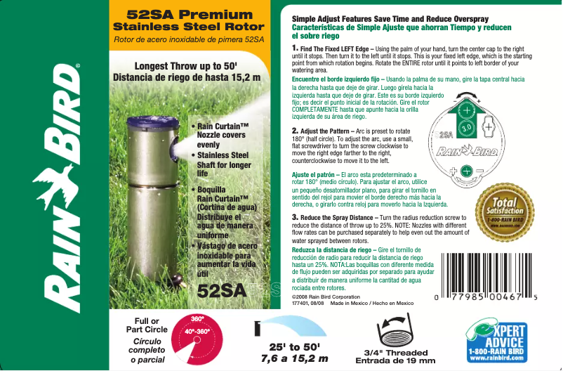 Página 1 del manual Manual de usuario Rain Bird 52SA Premium