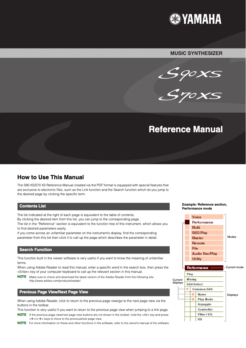 Page n°1 - Manuel utilisateur Yamaha S90 XS