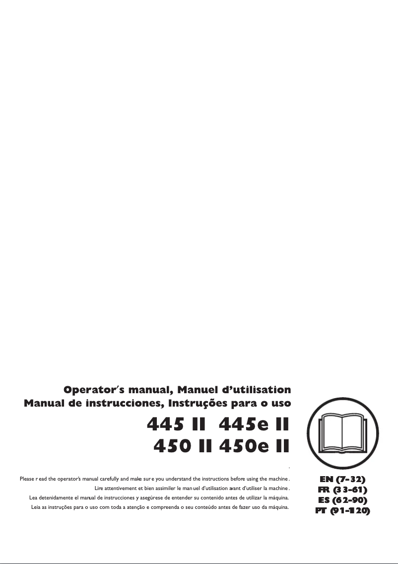 Page n°1 - Manuel utilisateur Husqvarna 450e II