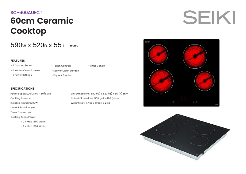 Page n°1 - Fiche technique Seiki SC-600AUECT