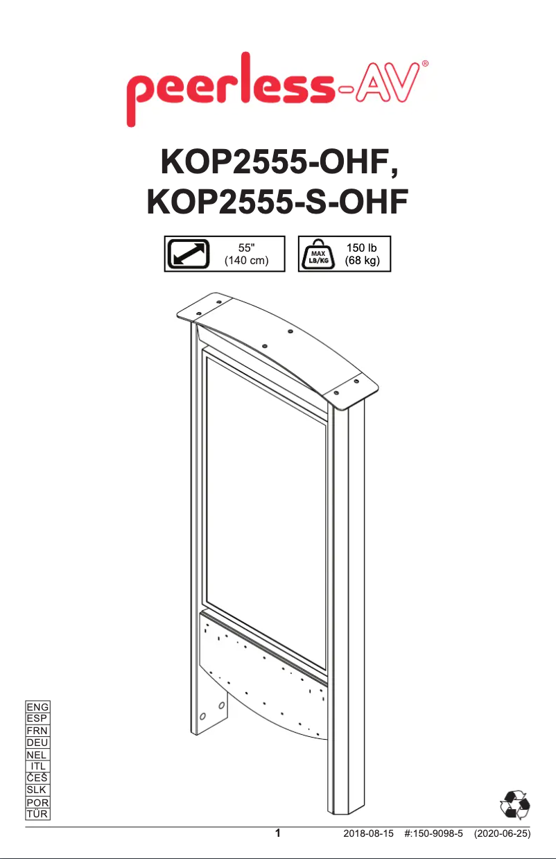 Page n°1 - Manuel utilisateur Peerless-AV KOP2555-S-OHF