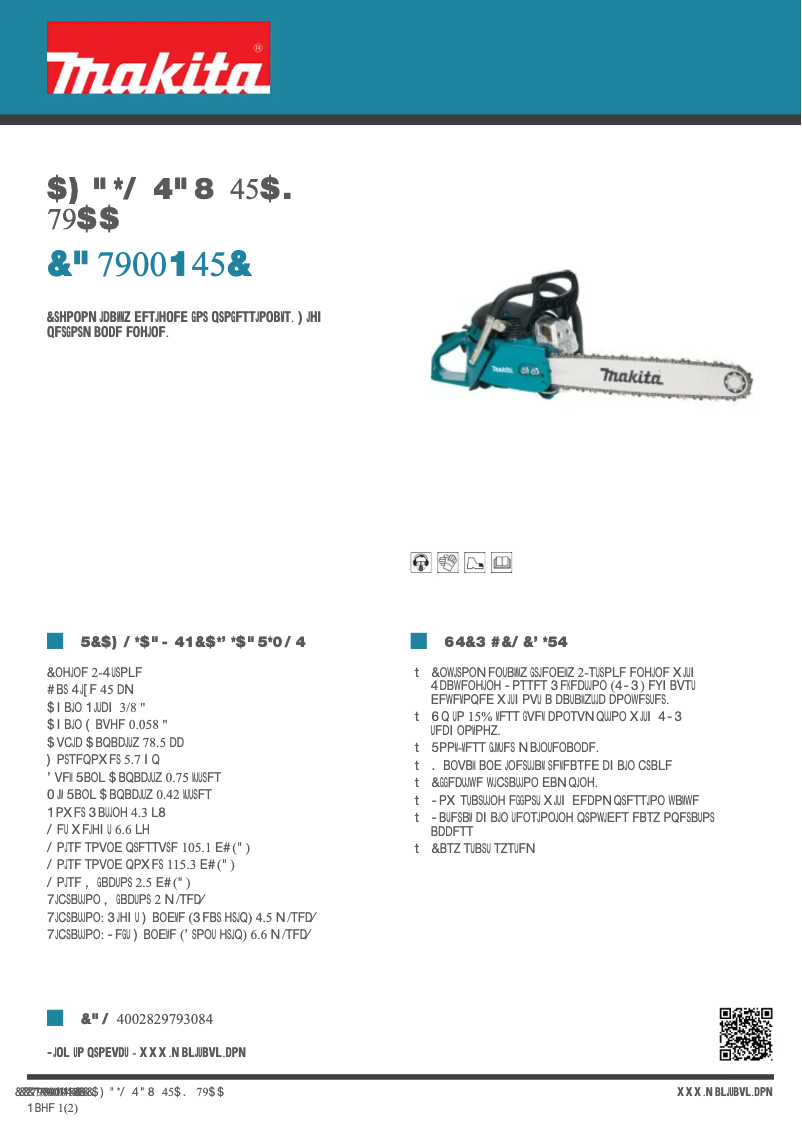 Page 1 de la notice Fiche technique Makita EA7900P45E