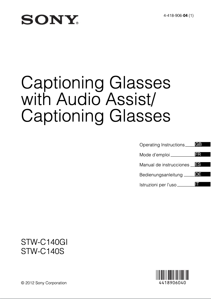 Page 1 de la notice Manuel utilisateur Sony STW-C140GI