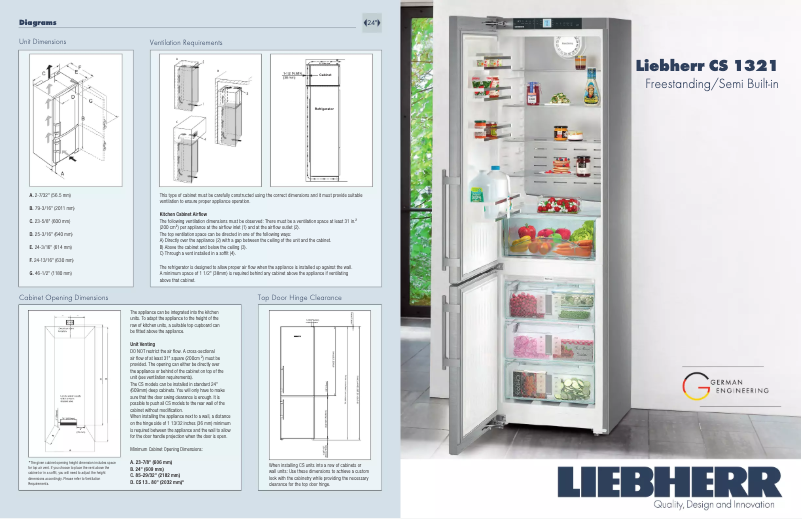 Page 1 de la notice Fiche technique Liebherr CS-1321-R