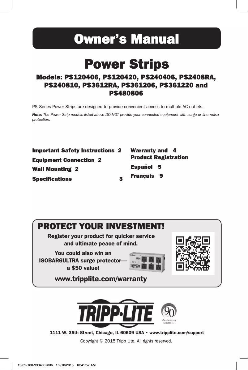 Page n°1 - Manuel utilisateur Tripp Lite PS120420