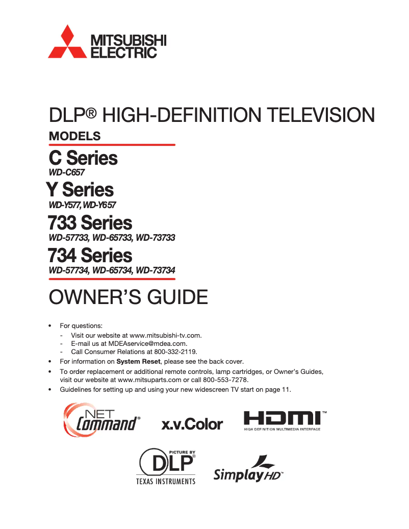 Page 1 de la notice Manuel utilisateur Mitsubishi WD-C657