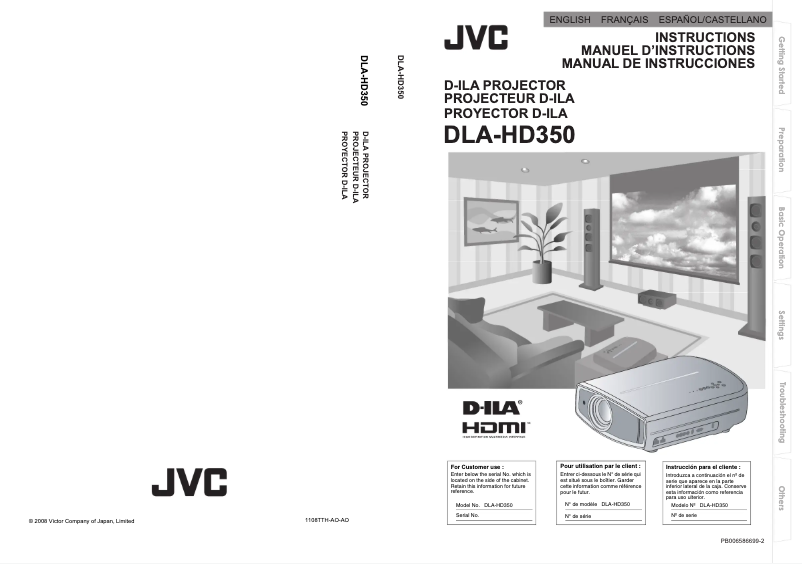 Image de la première page du manuel de l'appareil DLA-HD350