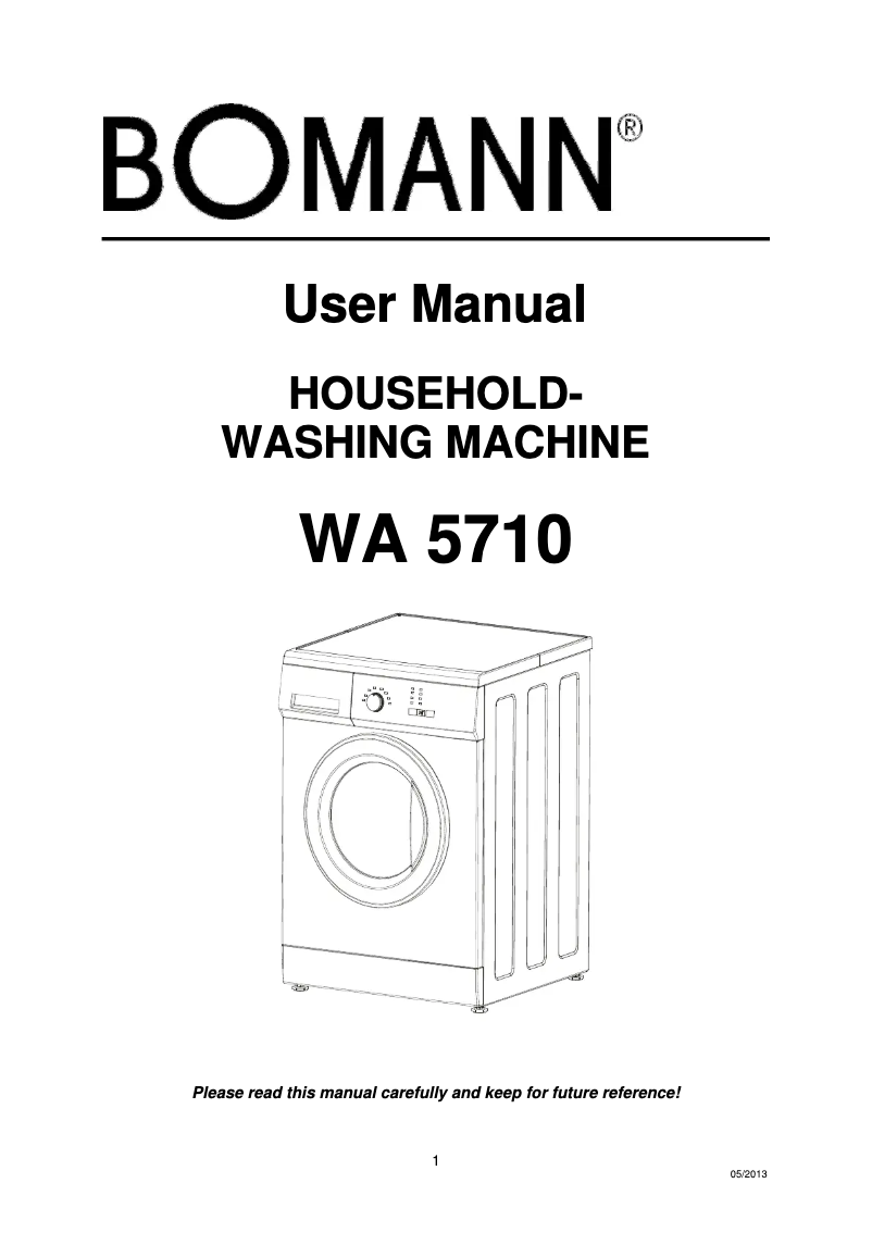 Page 1 de la notice Manuel utilisateur Bomann WA 5710