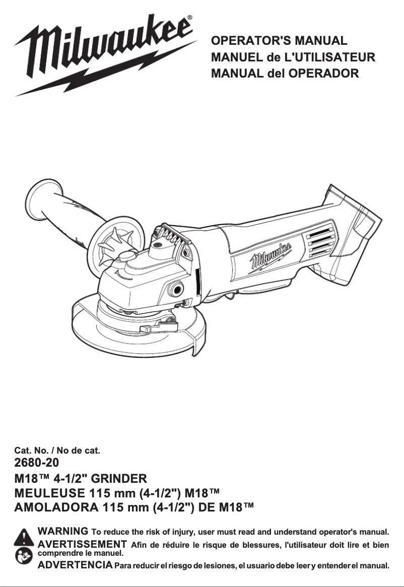 Page n°1 - Manuel utilisateur Milwaukee M18 2680-22