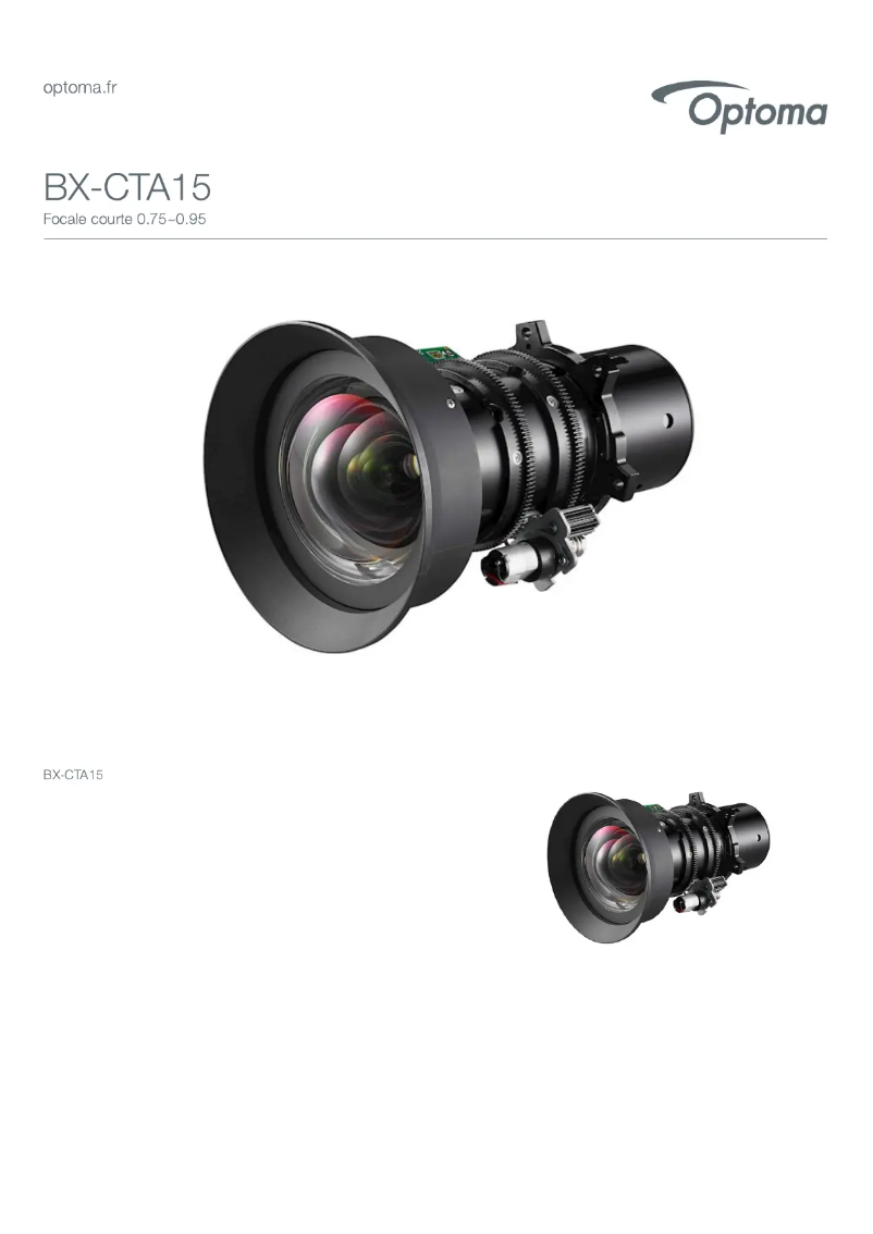 Page 1 de la notice Manuel utilisateur Optoma BX-CTA15