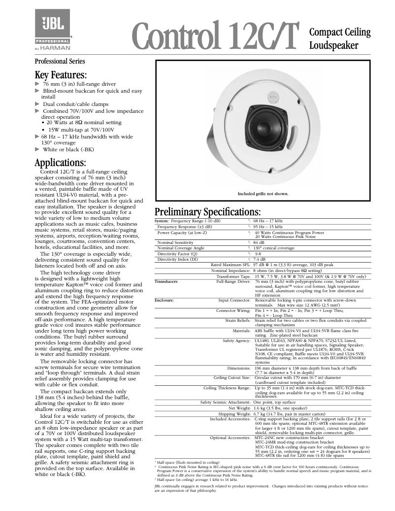 Image de la première page du manuel de l'appareil Control 12C/T