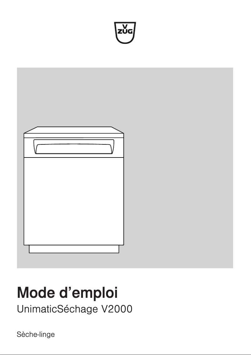 Image de la première page du manuel de l'appareil UnimaticSéchage V2000