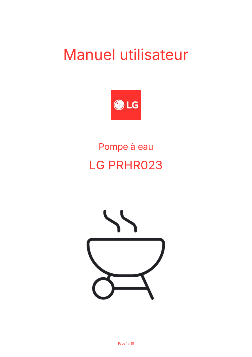 Page n°1 - Manuel utilisateur LG PRHR023