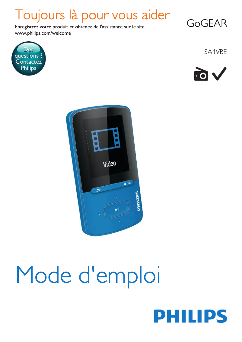 Image de la première page du manuel de l'appareil GoGear SA4VBE08VF