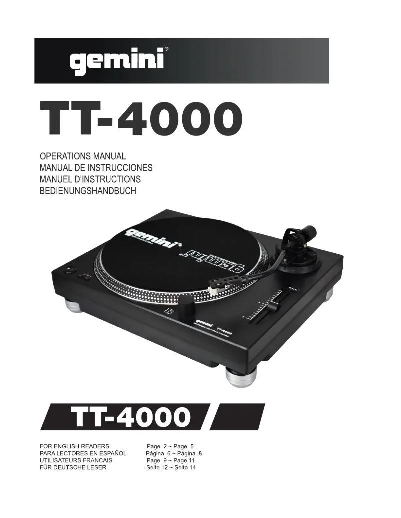 Page n°1 - Manuel utilisateur Gemini TT-4000