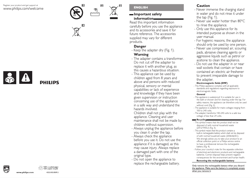 Page 1 de la notice Manuel utilisateur Philips MULTIGROOM Series 7000 QG3381