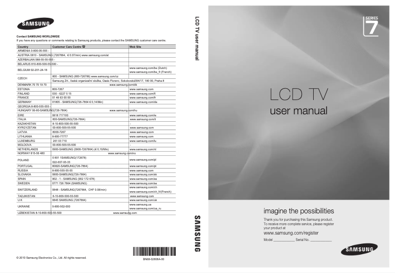 Page n°1 - Manuel utilisateur Samsung LE46C750R2W
