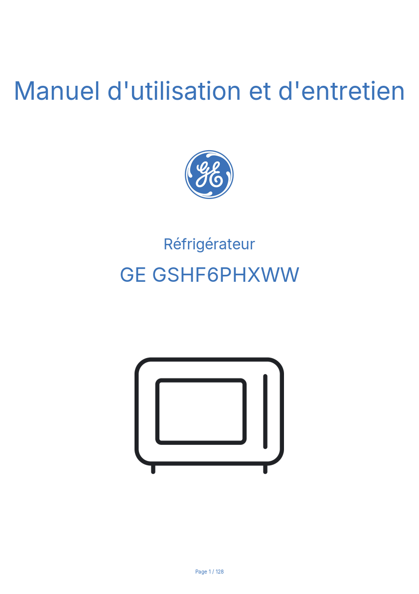 Image de la première page du manuel de l'appareil GSHF6PHXWW