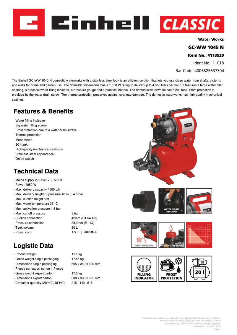 Image de la première page du manuel de l'appareil GC-WW 1045 N