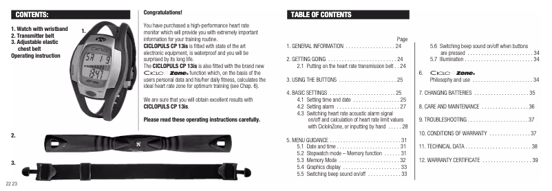 Page 1 de la notice Manuel utilisateur Ciclo CP 13 is