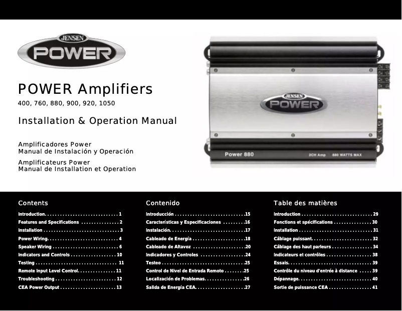 Page n°1 - Manuel utilisateur Jensen Power 1050
