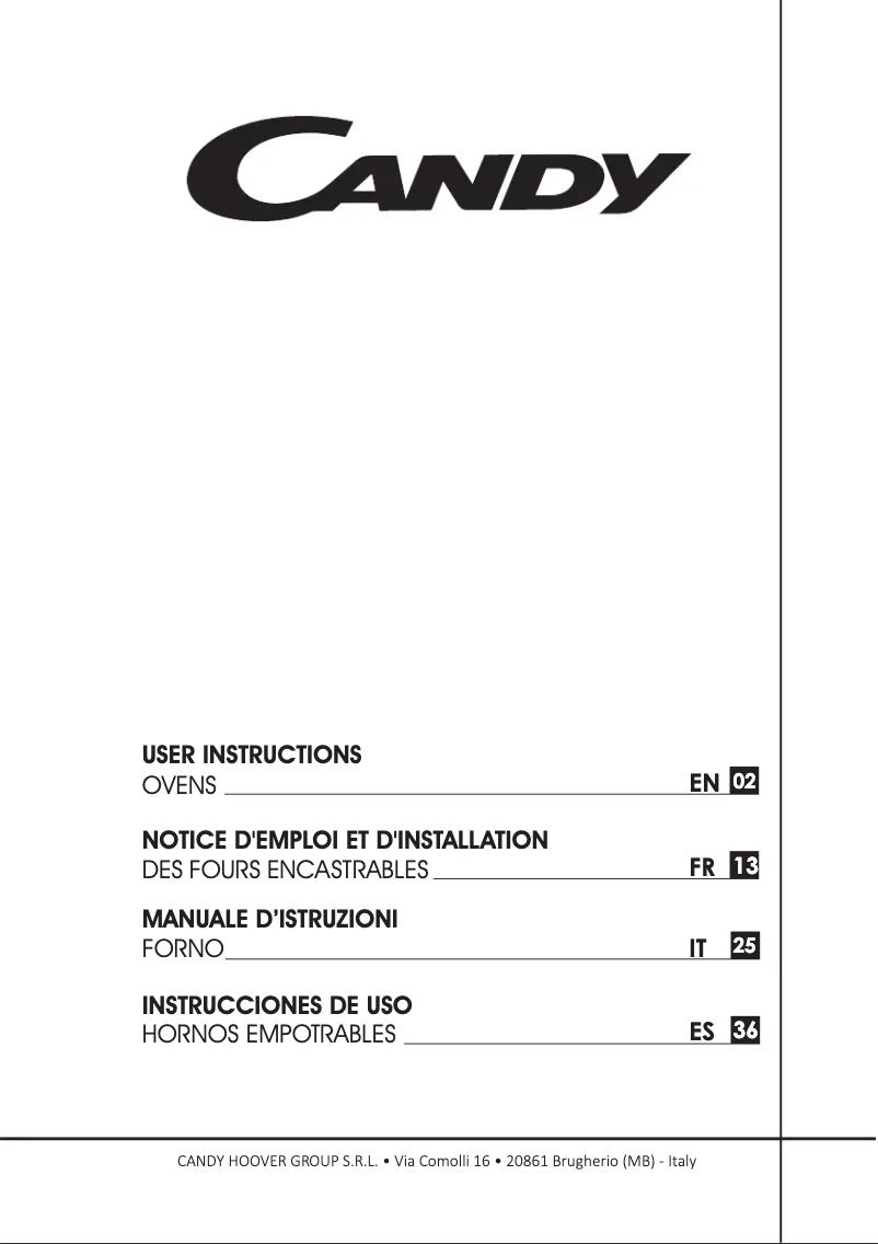 Page n°1 - Manuel utilisateur Candy FCP100W/E