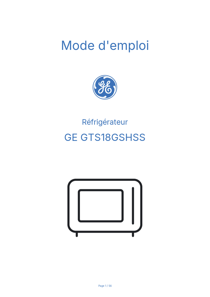 Page n°1 - Mode d'emploi GE GTS18GSHSS