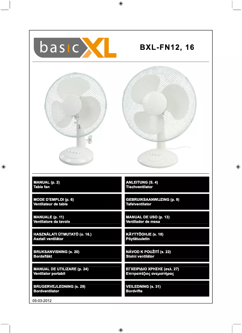 Image de la première page du manuel de l'appareil BXL-FN12