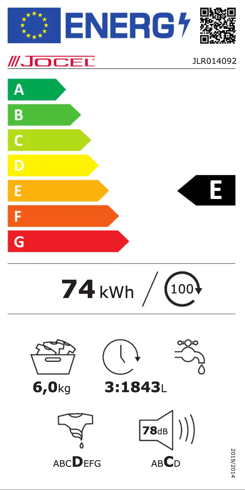 Página 1 del manual Etiqueta energética Jocel JLR014092