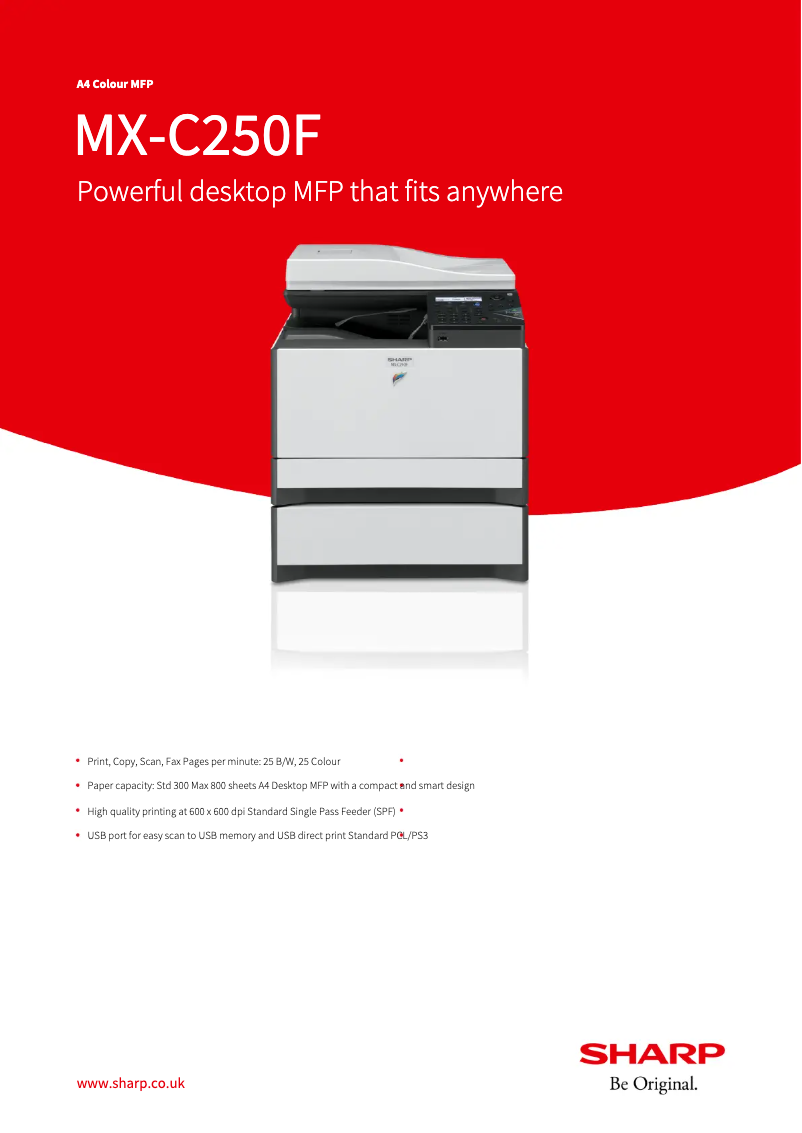 Page n°1 - Fiche technique Sharp MX-C250F