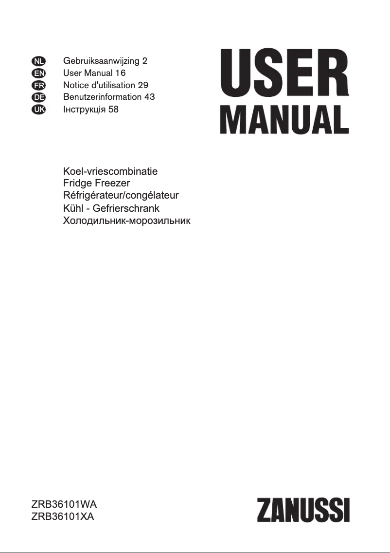 Image de la première page du manuel de l'appareil ZRB36101WA