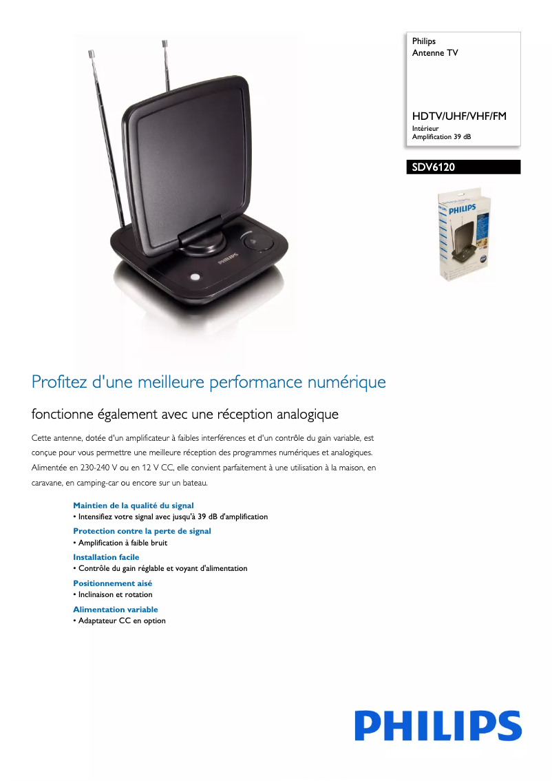 Page n°1 - Fiche technique Philips SDV6120