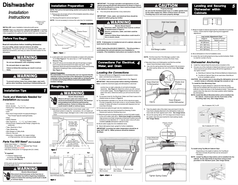 Page n°1 - Guide d'installation Electrolux EIDW6105GS